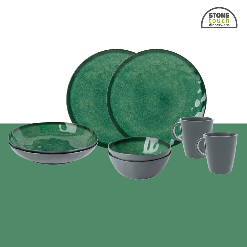 Lot de vaisselle Brunner 8 pièces Sea Green mélamine Tête-à-Tête