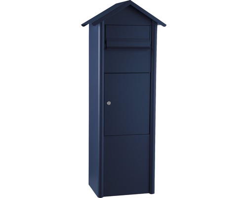MEFA pakketbrievenbus, gepoedercoat staal, BxHxD 340/1100/282 mm, Pine 485 staalblauw RAL 5011, structuurlak, toegang aan de voorzijde