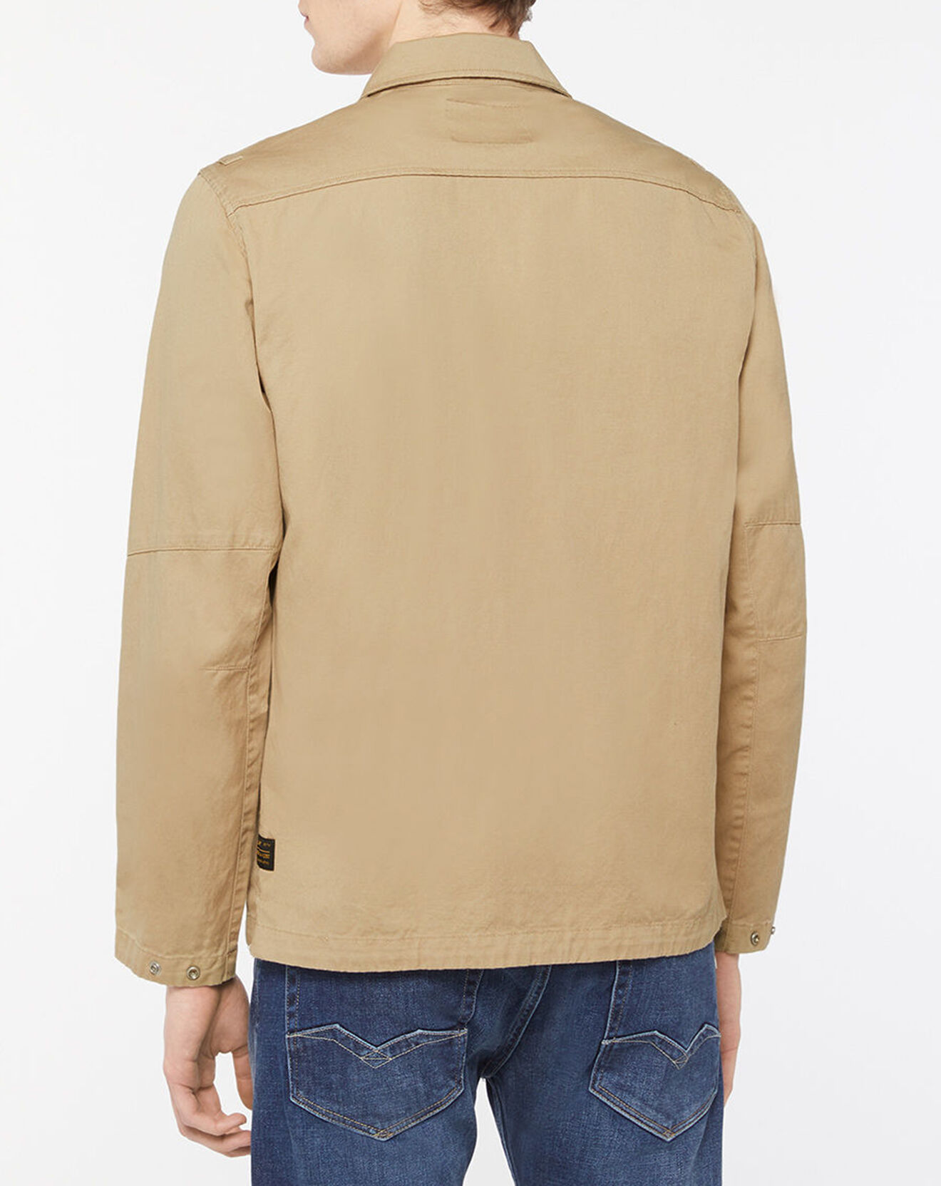 Replay Veste en Coton & Lin Military Patch beige