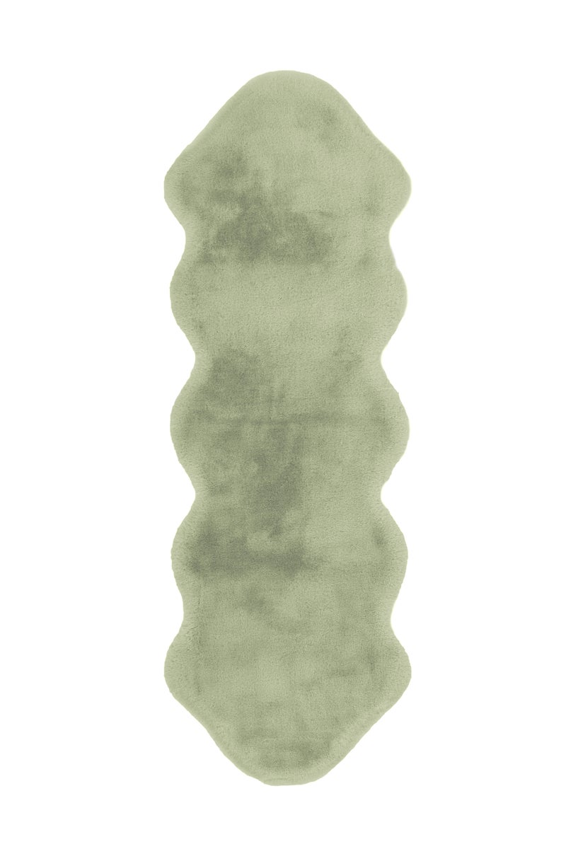 Silkara Mint hoogpolig tapijt, 35 mm, effen kleur, handgetuft, 60 x 180 cm