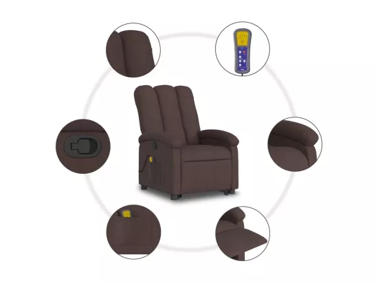 Fauteuil inclinable de massage Marron foncé Tissu