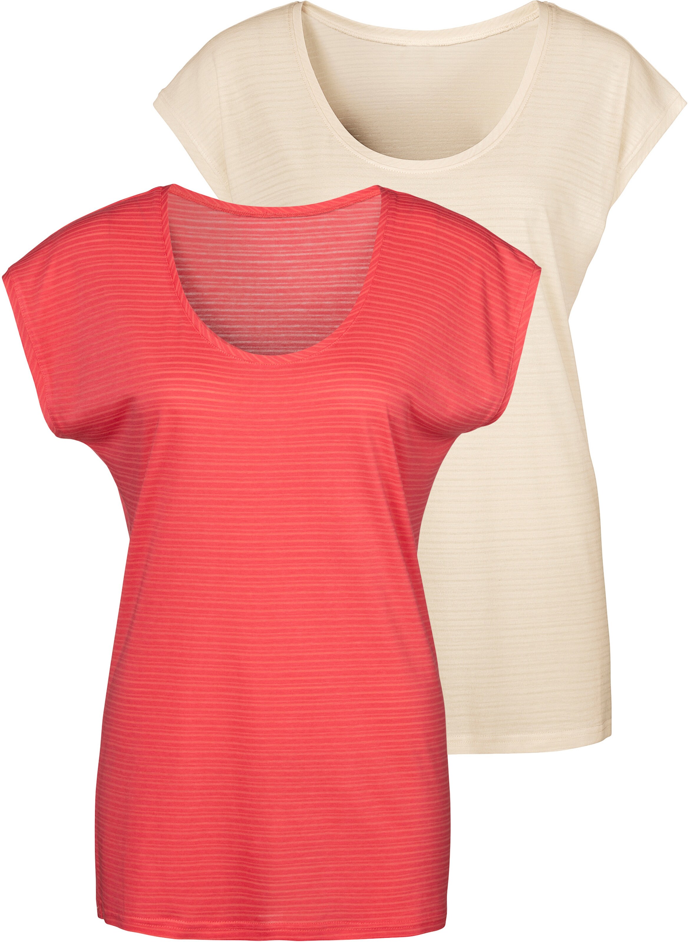 Beachtime Kurzarmshirt in koralle, creme