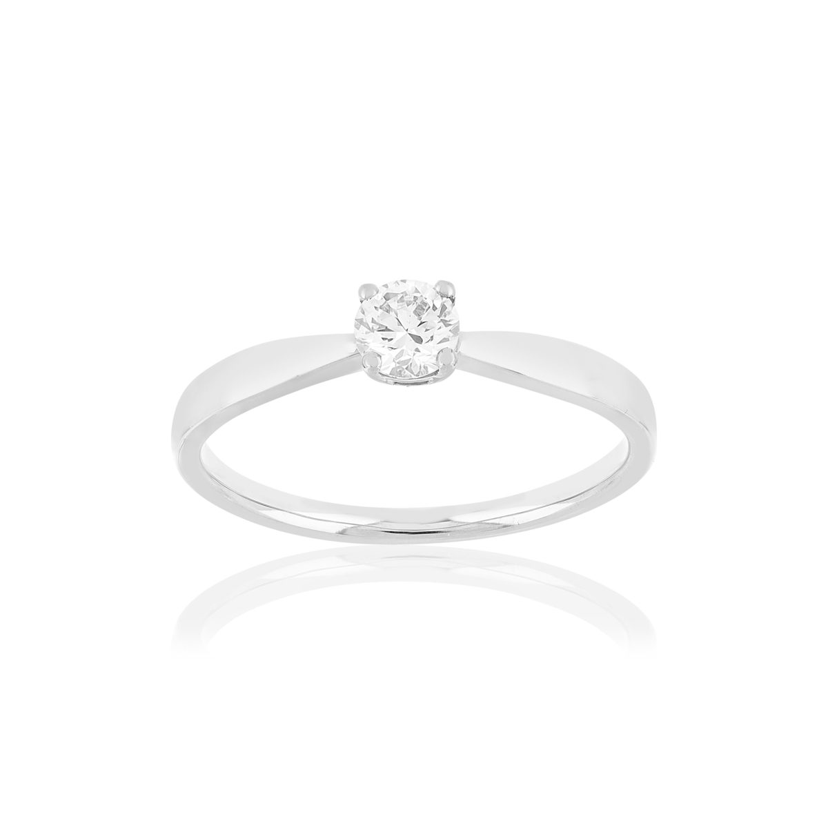 Solitaire or blanc 750 diamant synthétique 0.29 carat