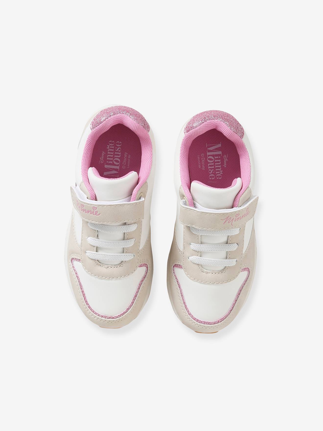 Sapatos DS® Minnie, bege claro liso com estampas.