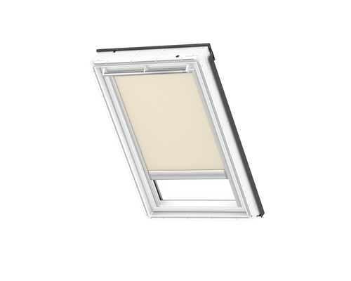 VELUX verduisterend rolgordijn, effen zandbeige, elektrisch, aluminium frame, DML C02 4556S