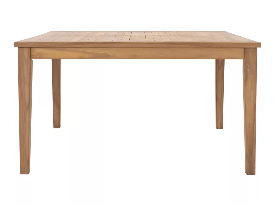 Salle à manger de jardin en teck : 1 table carrée + 8 fauteuils - Naturel clair - ALLENDE de MYLIA