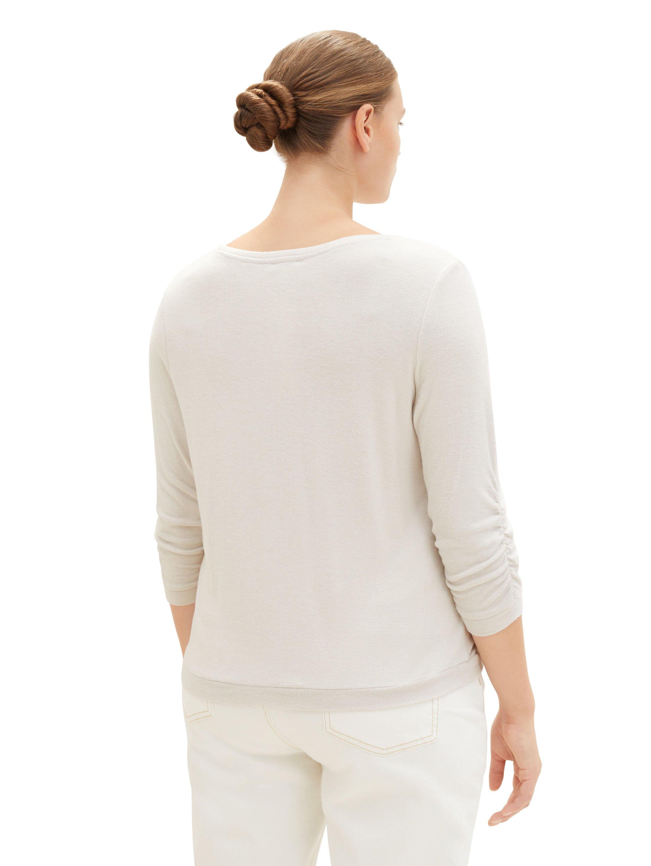 Meliertes Shirt mit 3/4-Arm und Schriftzug vorn