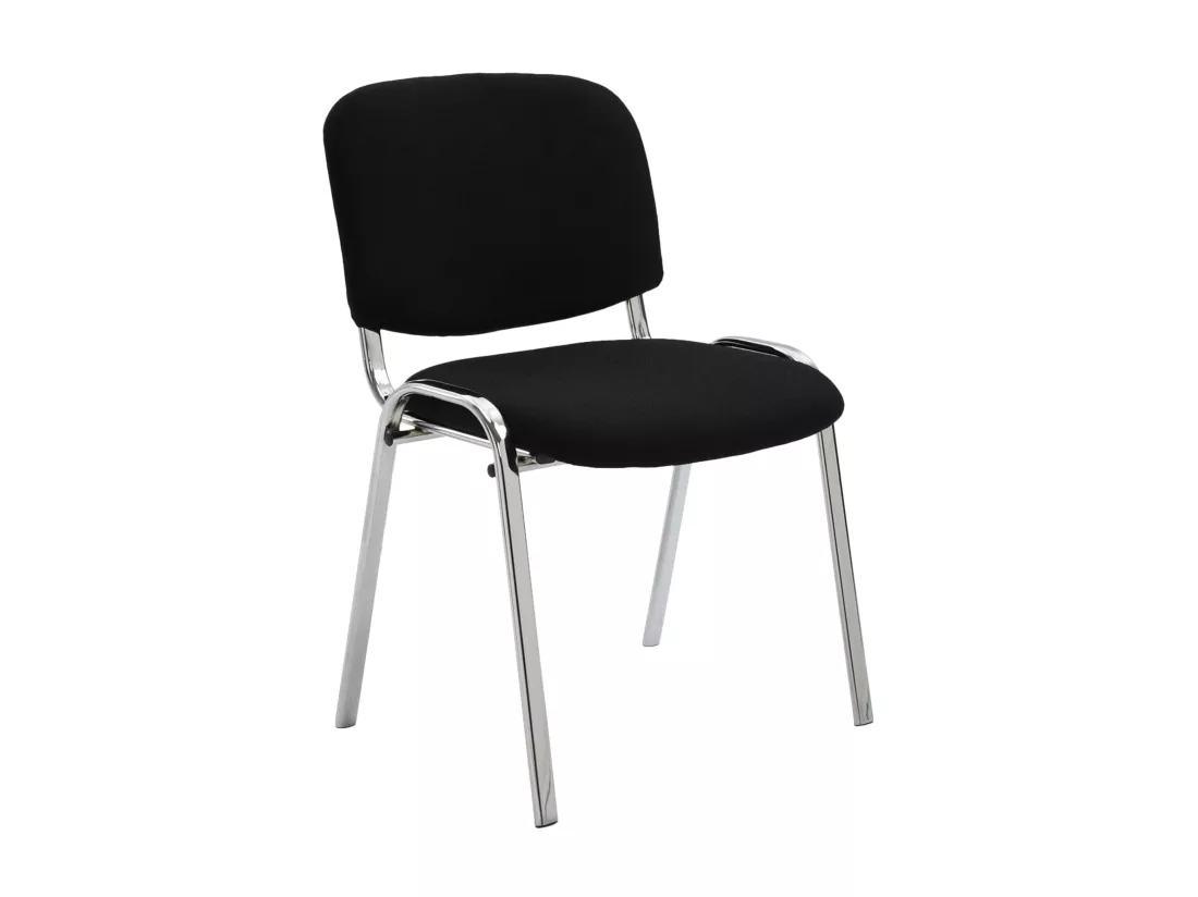 Chaise de salle à manger - Tissu & Métal chromé - Noir - Ken