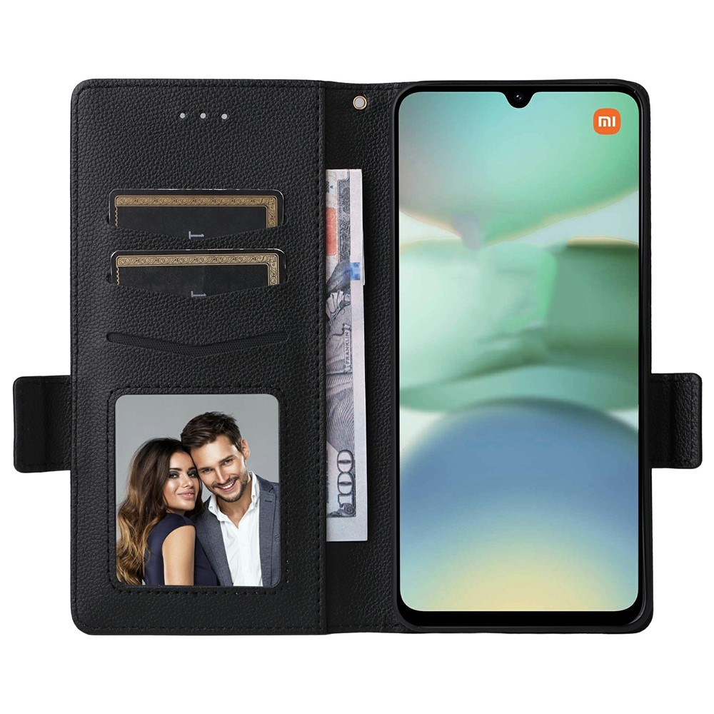 Xiaomi Redmi A5 4G Leder Tasche Flip Cover Litchi Look - Schwarz