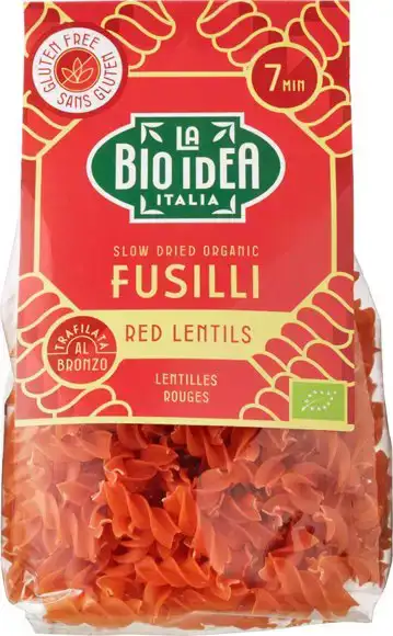 Rode linzen fusilli