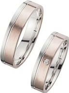 Trouwringen rood en witgoud met Diamant breedte 5 mm