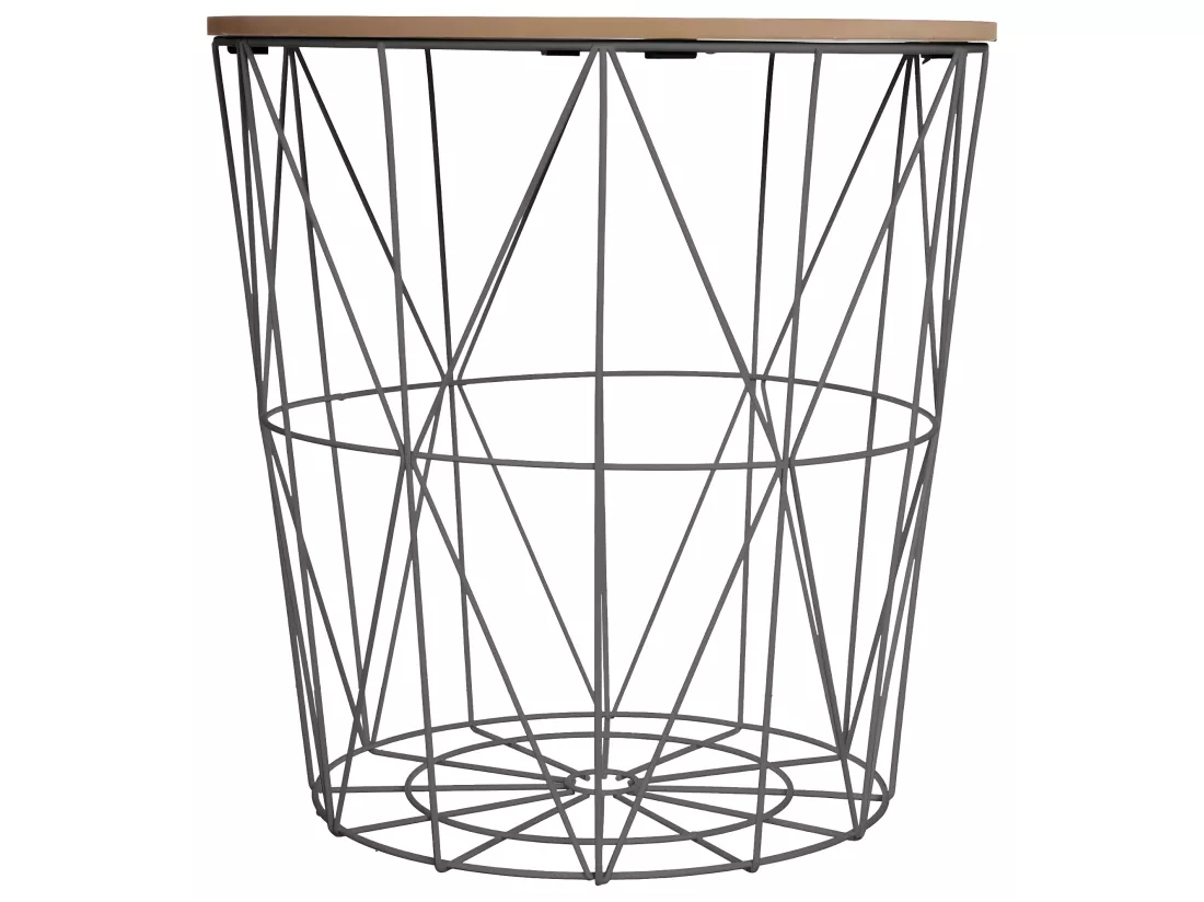 Table à café en métal noir et plateau en Bois H 41 cm