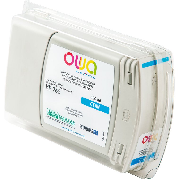 Cartouche d'encre traceur remanufacturée OWA - standard - Cyan - pour HP 765