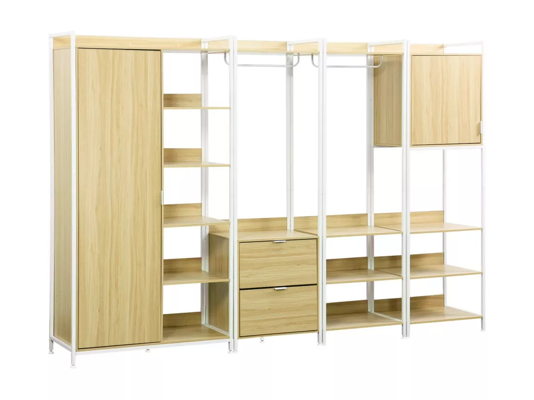 Kit dressing modulable blanc avec 4 éléments. L 280 x P 48 x H 190 cm