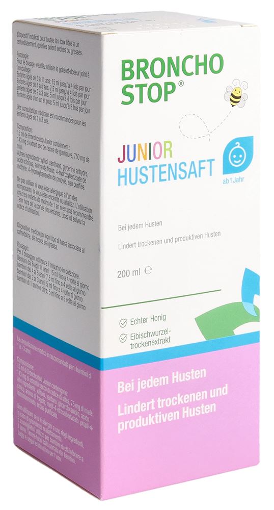 BRONCHOSTOP Junior Hustensaft Saft Glasfl 200 ml