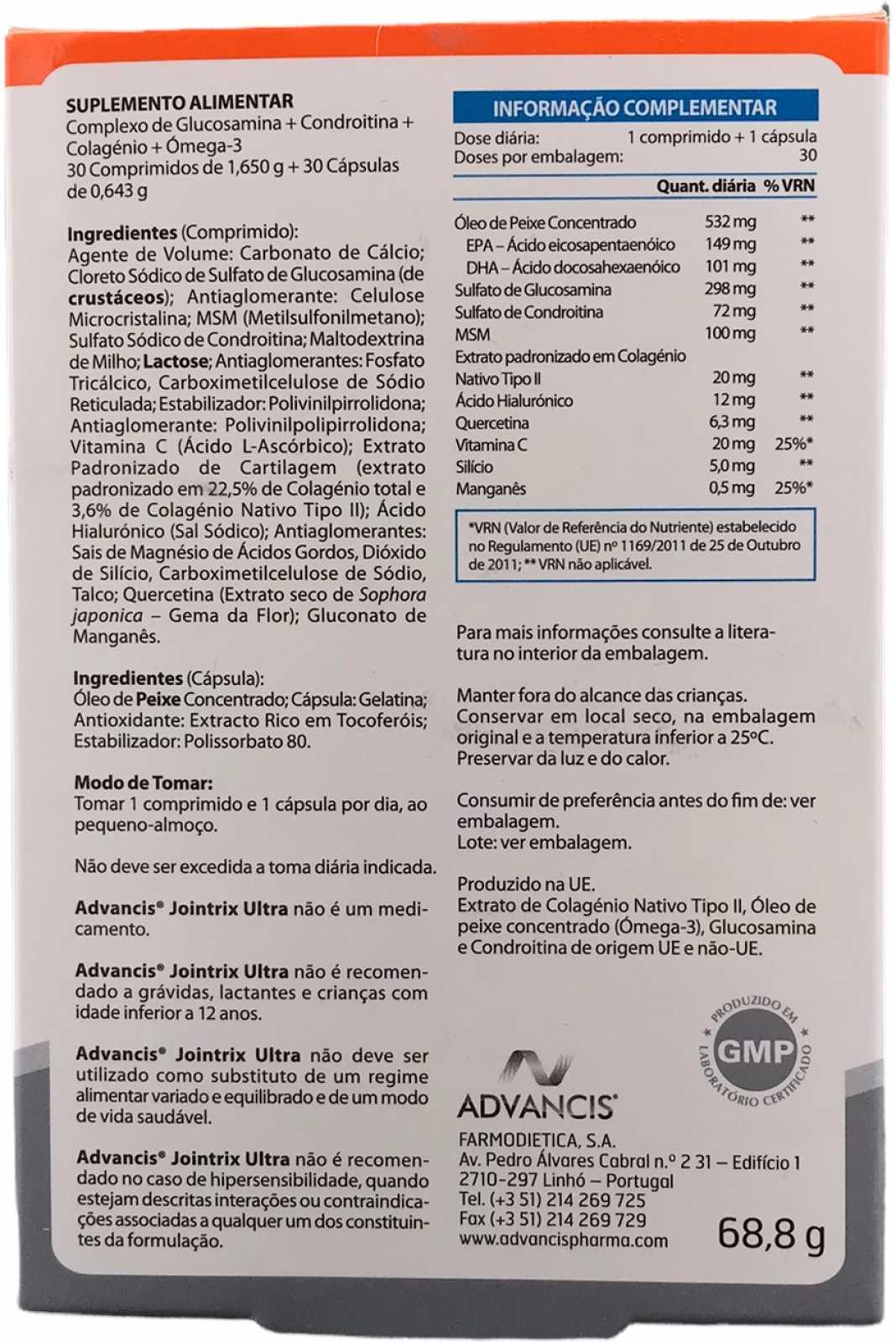 Advancis Jointrix Ultra 30 comprimidos + 30 cápsulas