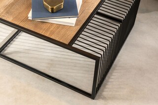 Couchtisch 80 x 80 cm schwarz /Eiche rustikal