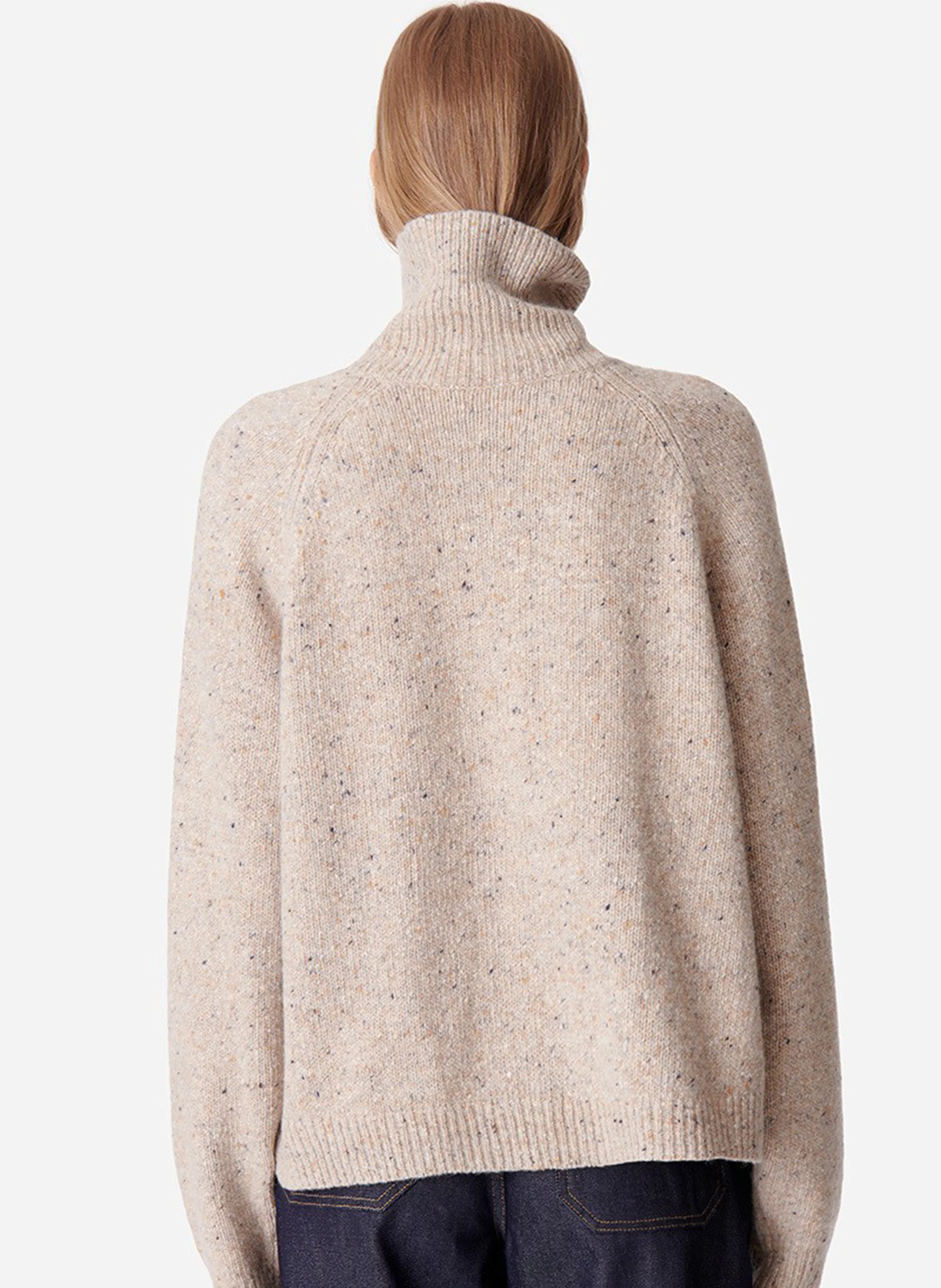 DOTTY - Pull col roulé en laine mélangée | Beige
