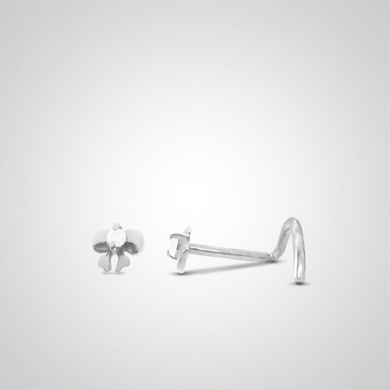 Piercing de nez noeud or blanc barre en U