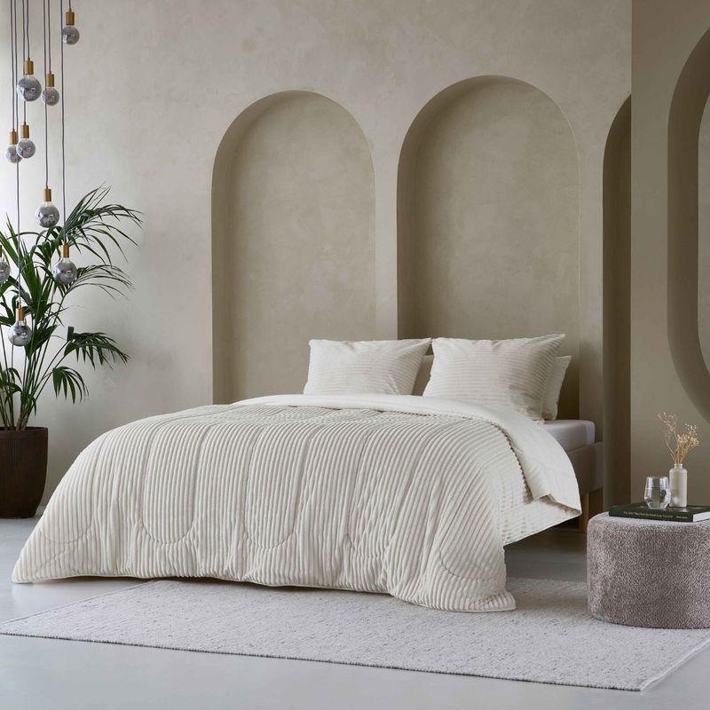 Zelesta - Groovebed - Geribbeld Teddy Dekbedovertrek - Cream - 240x200