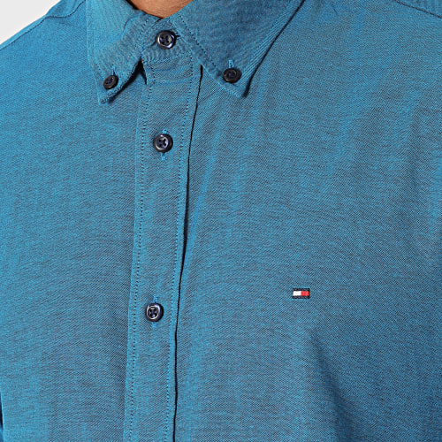 Chemise Manches Longues 9968 Bleu Pétrole Chiné