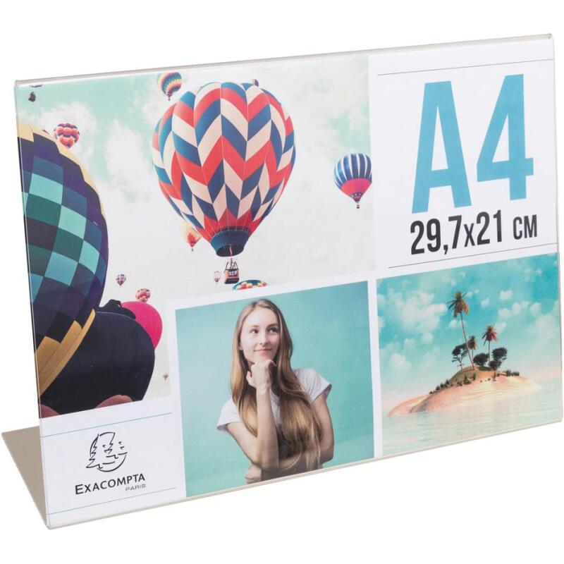 Porte-visuel incliné horizontal A4 - Cristal