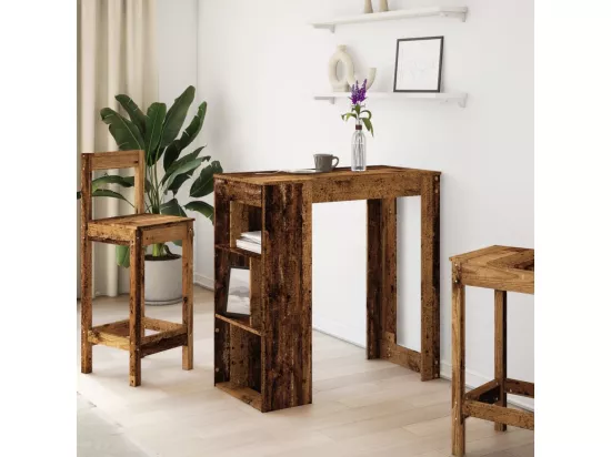 Table de bar avec étagères vieux bois bois d'ingénierie