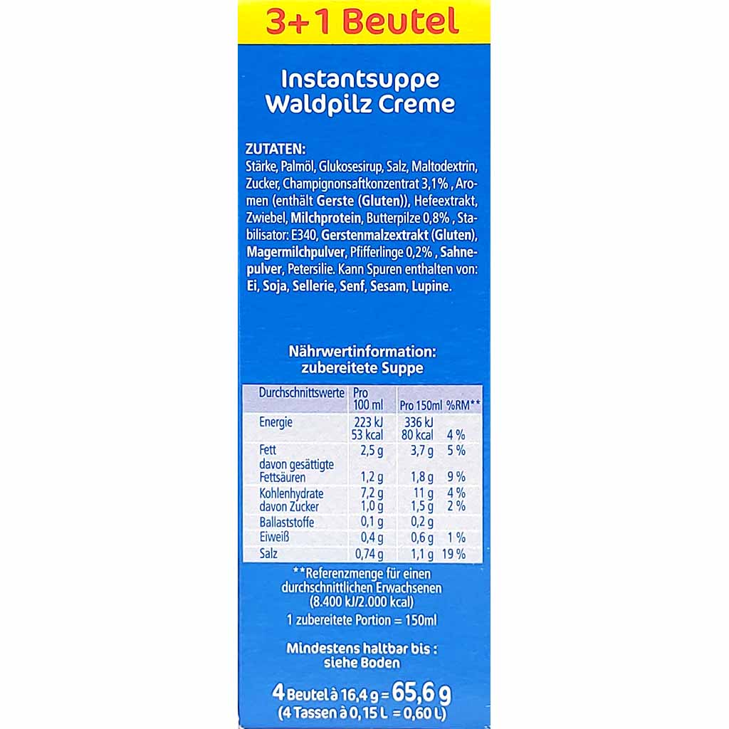 Erasco 36x Heisse Tasse Waldpilz á 19,6g=705,6g MHD:28.3.26