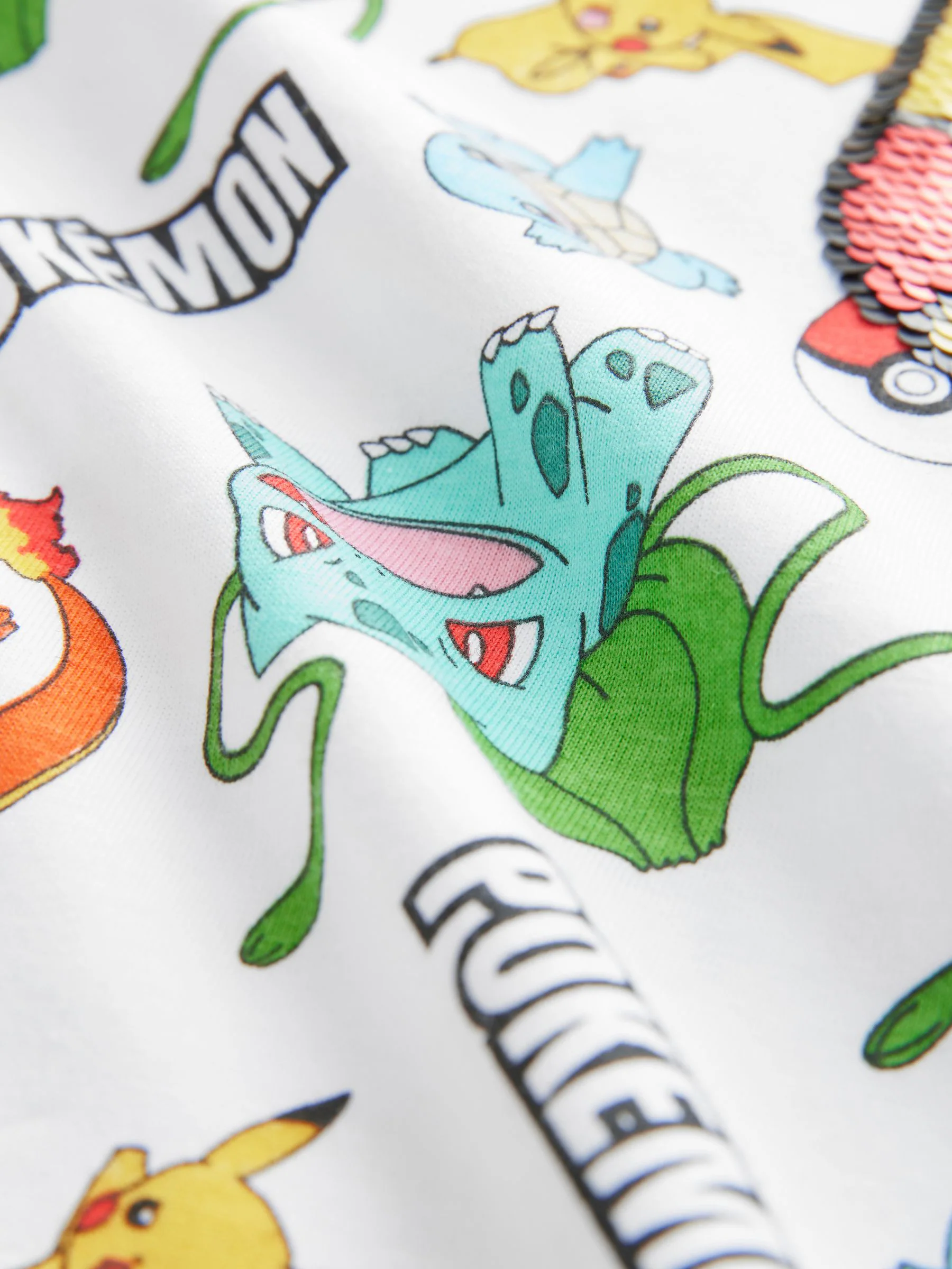 Wit met print - Pokémon T-shirt met pailletten en korte mouwen (4 - 14 jr)