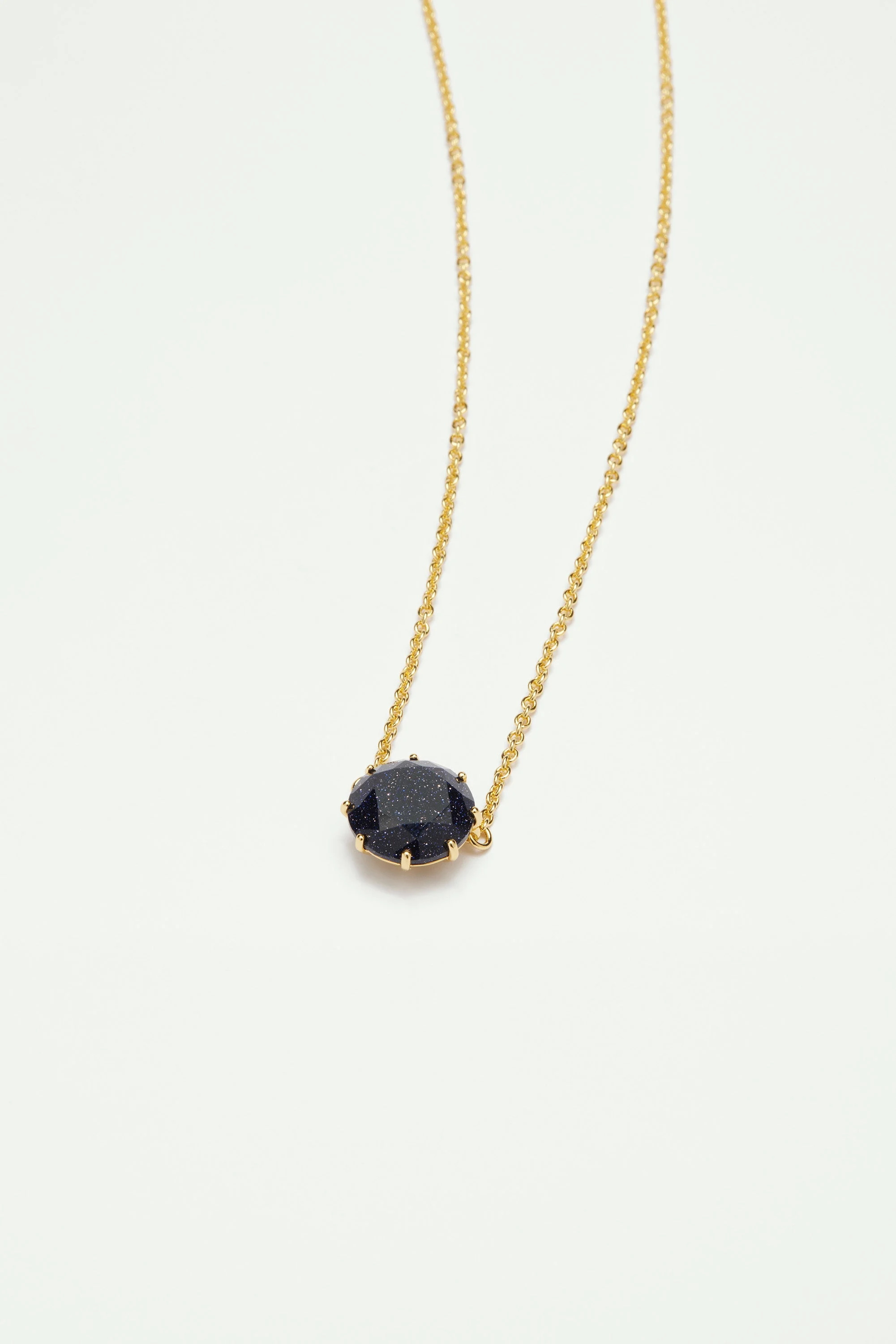 Collier pendentif pierre ronde la diamantine bleu nuit pailleté | Bleu