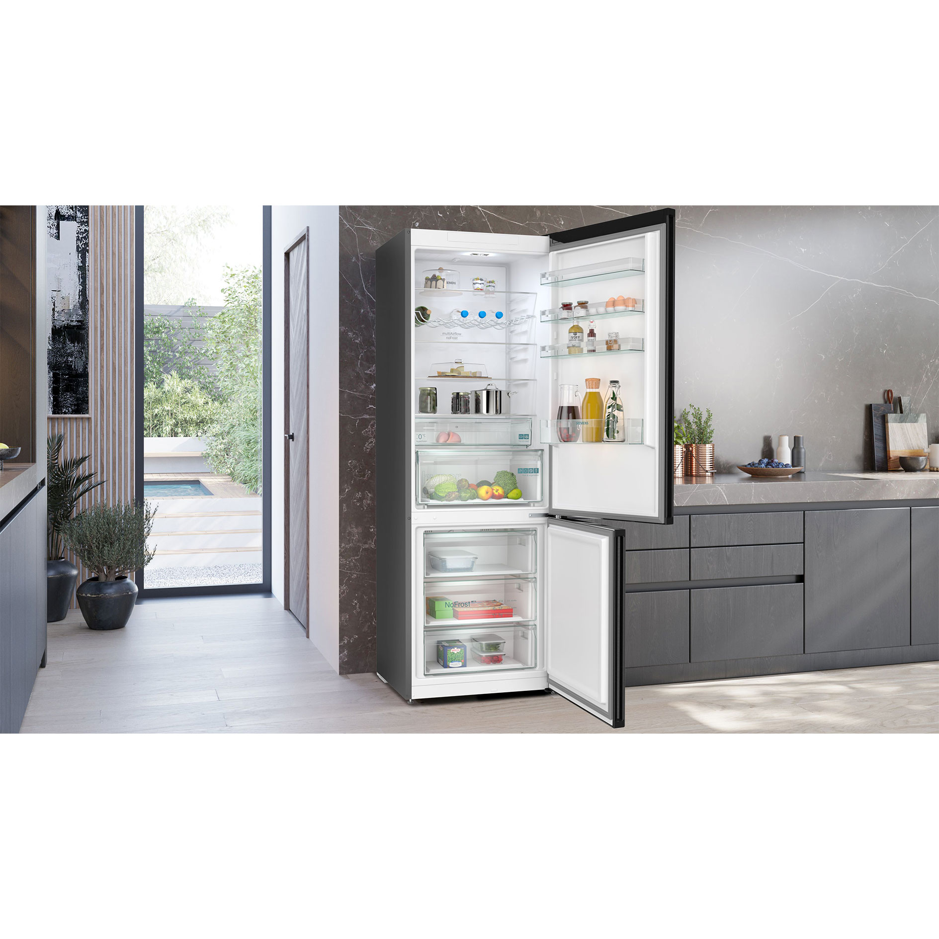 SIEMENS Kühl-Gefrierkombination - KG49NXXCF - blacksteel - C