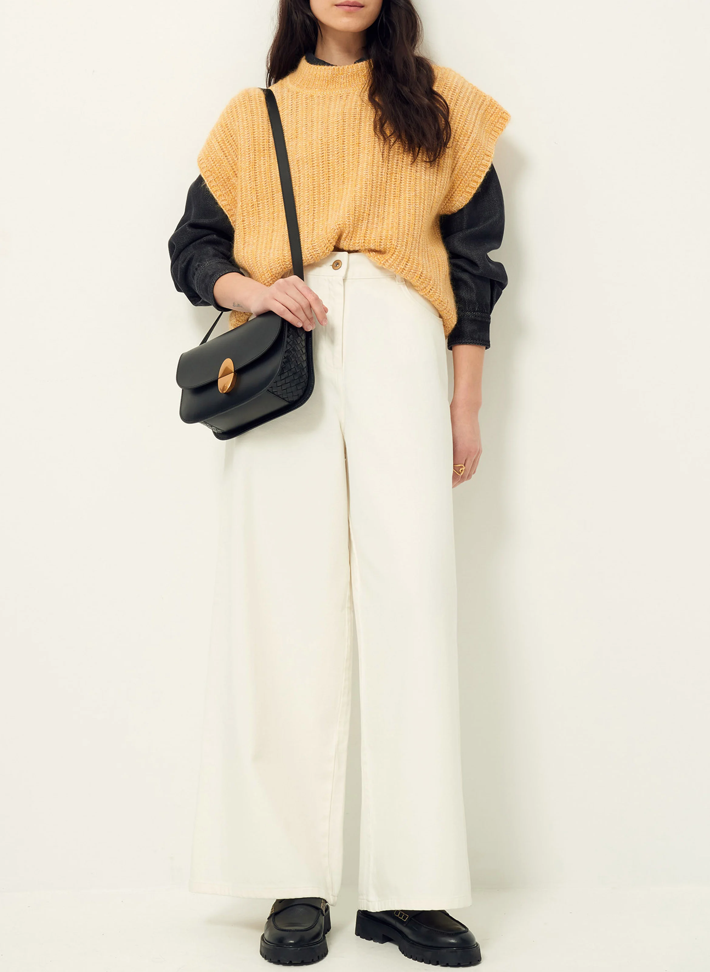 AMEBA - Pull col rond sans manches | Jaune