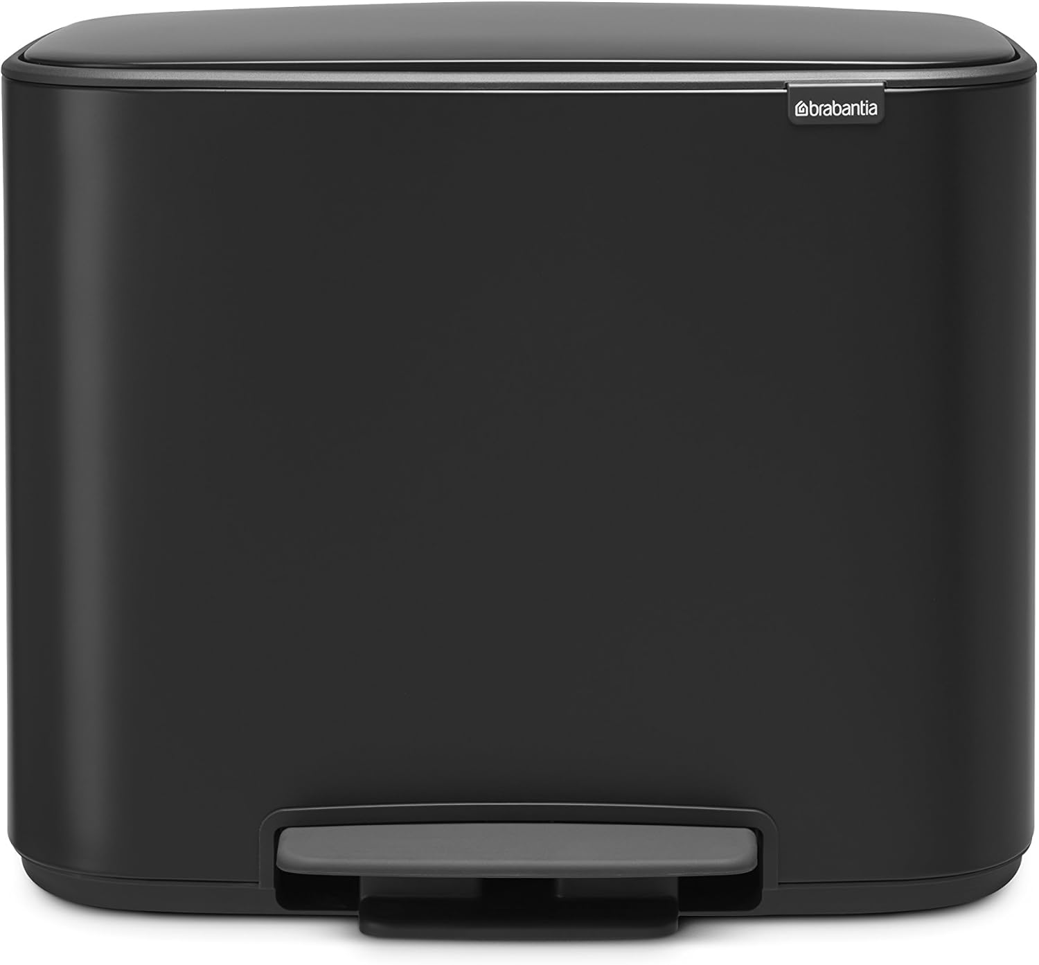 Brabantia Bo Treteimer 11 plus 23 L Abfalleimer, Metall, Matt schwarz, 54 x 36.5 x 44 cm, 1 Einheiten