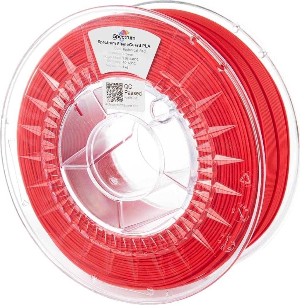 Spectrum  FlameGuard PLA Technical Red, 1,75 mm / 1000 g    Flammhemmendes PLA in Technical Red