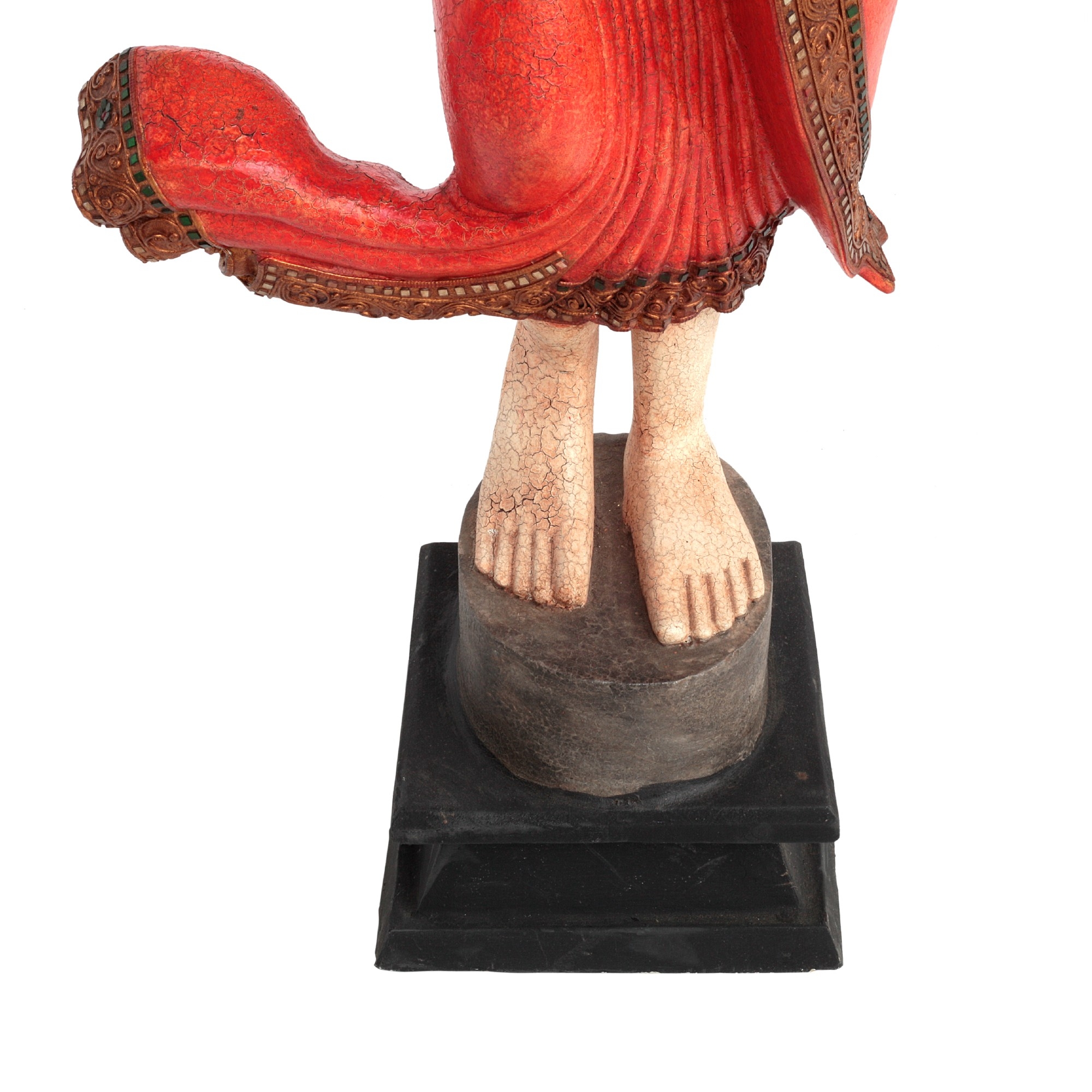 'Buddha'-Skulptur, stehend, orange, H 152 cm, B 23 cm, T 23 cm von fischer's lagerhaus