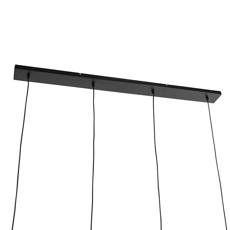 Design hanglamp zwart met smoke glas 4-lichts - Dome
