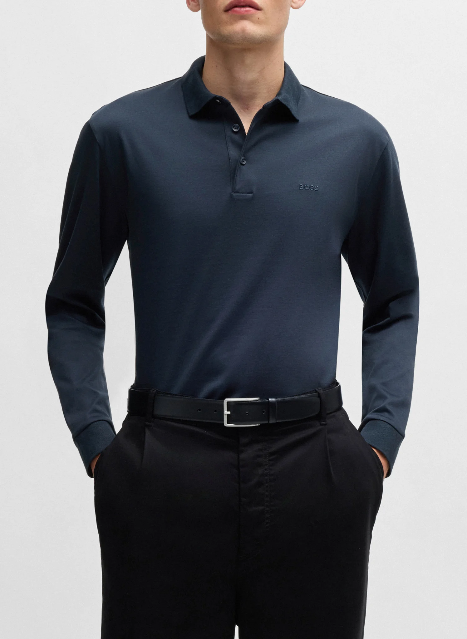 Polo col classique en coton| Bleu