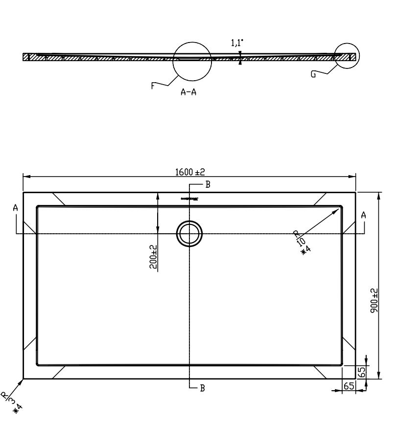 Badstuber Tris douchebak rechthoek SMC 160x90cm