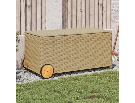VIDAXL - Coffre Boîte de rangement de jardin et roues mélange beige 190l rot...