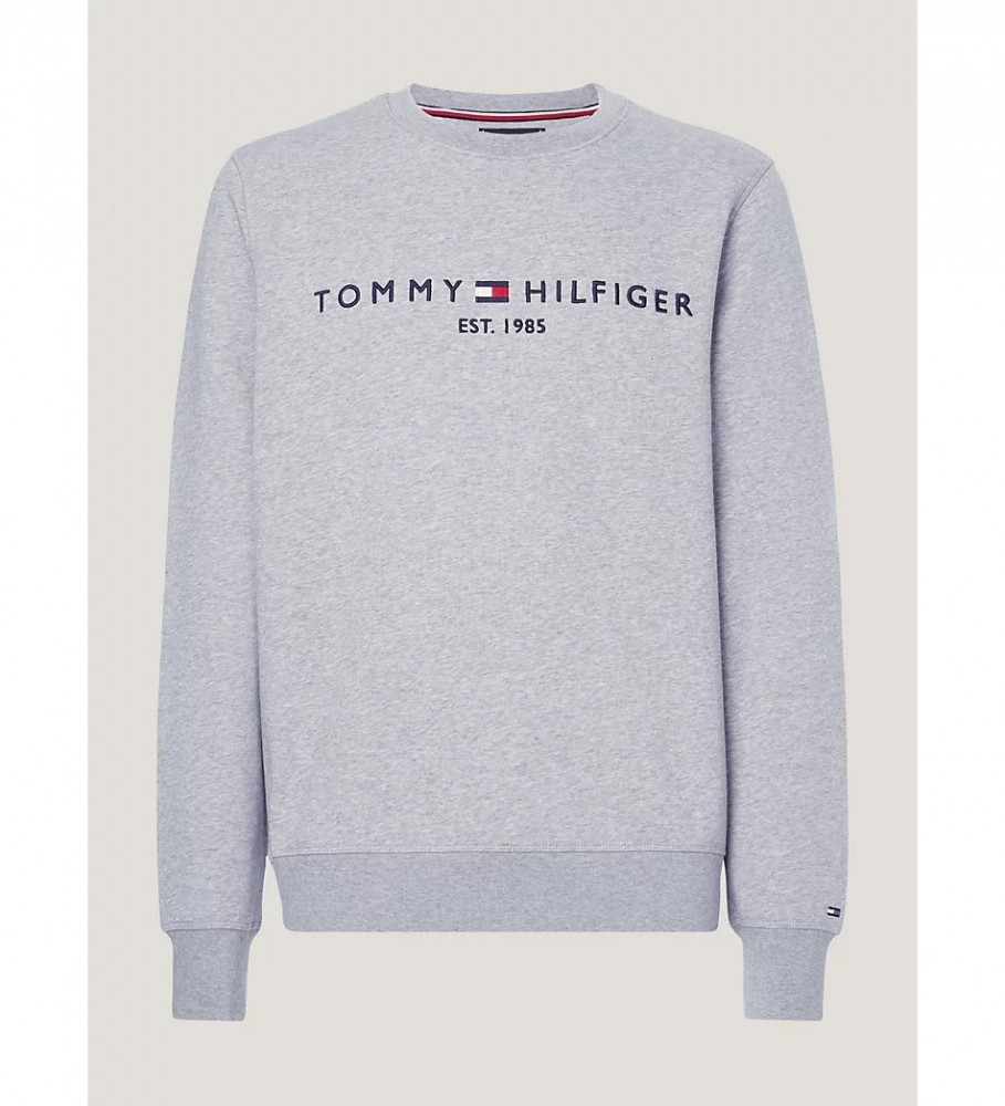 Moletom Tommy Hilfiger com gola redonda e logo, cinza