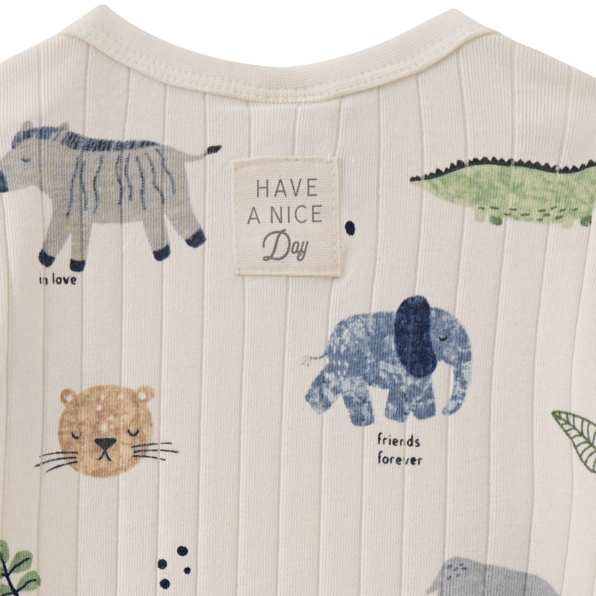 Newborn Langarmbody mit Tier-Allover creme