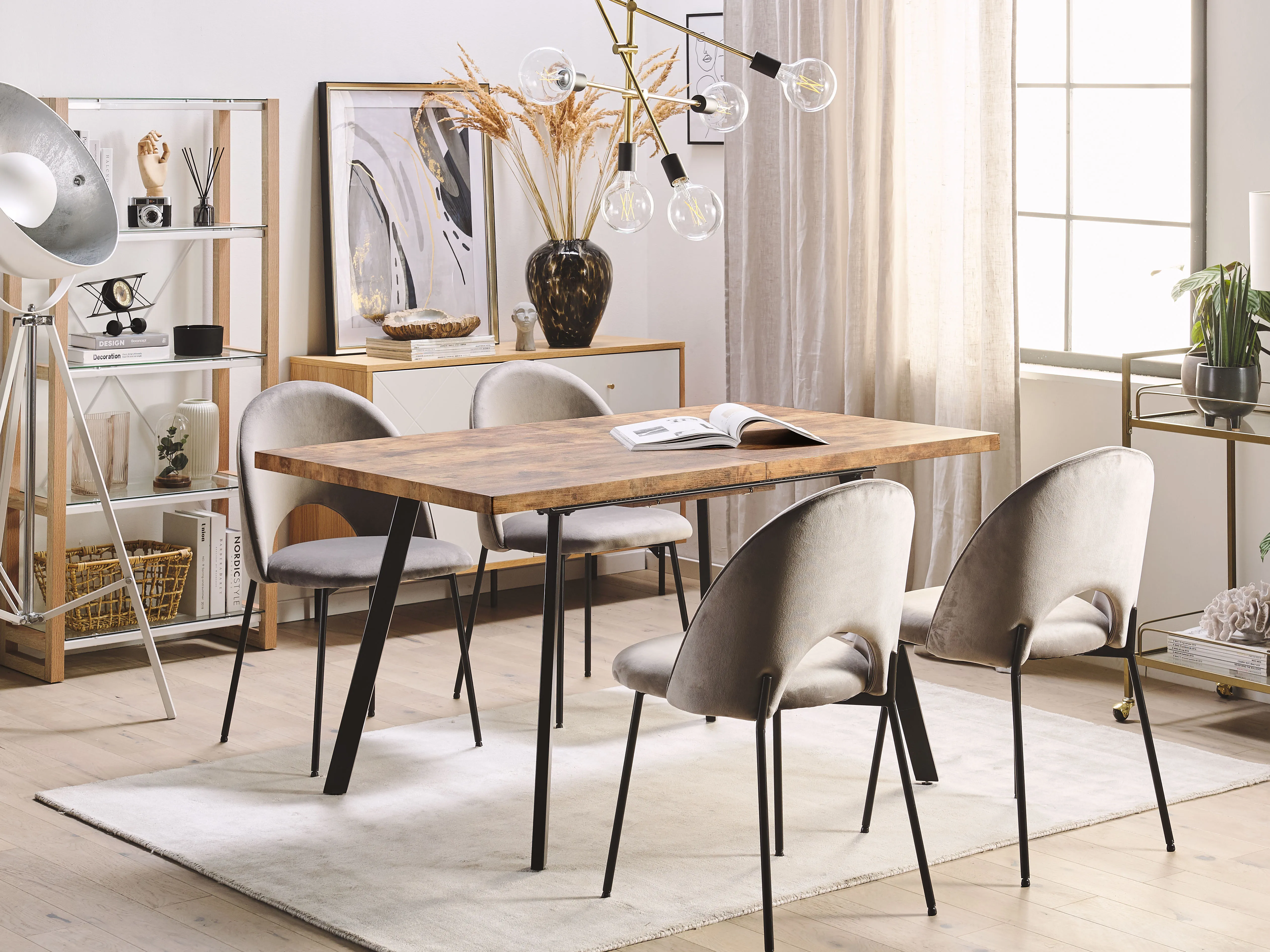 Eettafel uitschuifbaar HARLOW Donkerbruin 90 cm 140/180 cm