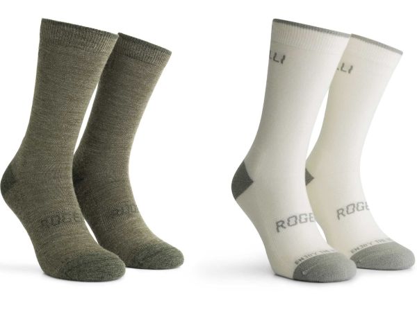 Rogelli Merino Wool 2-Pack Vinterstrømper, Green/Taupe