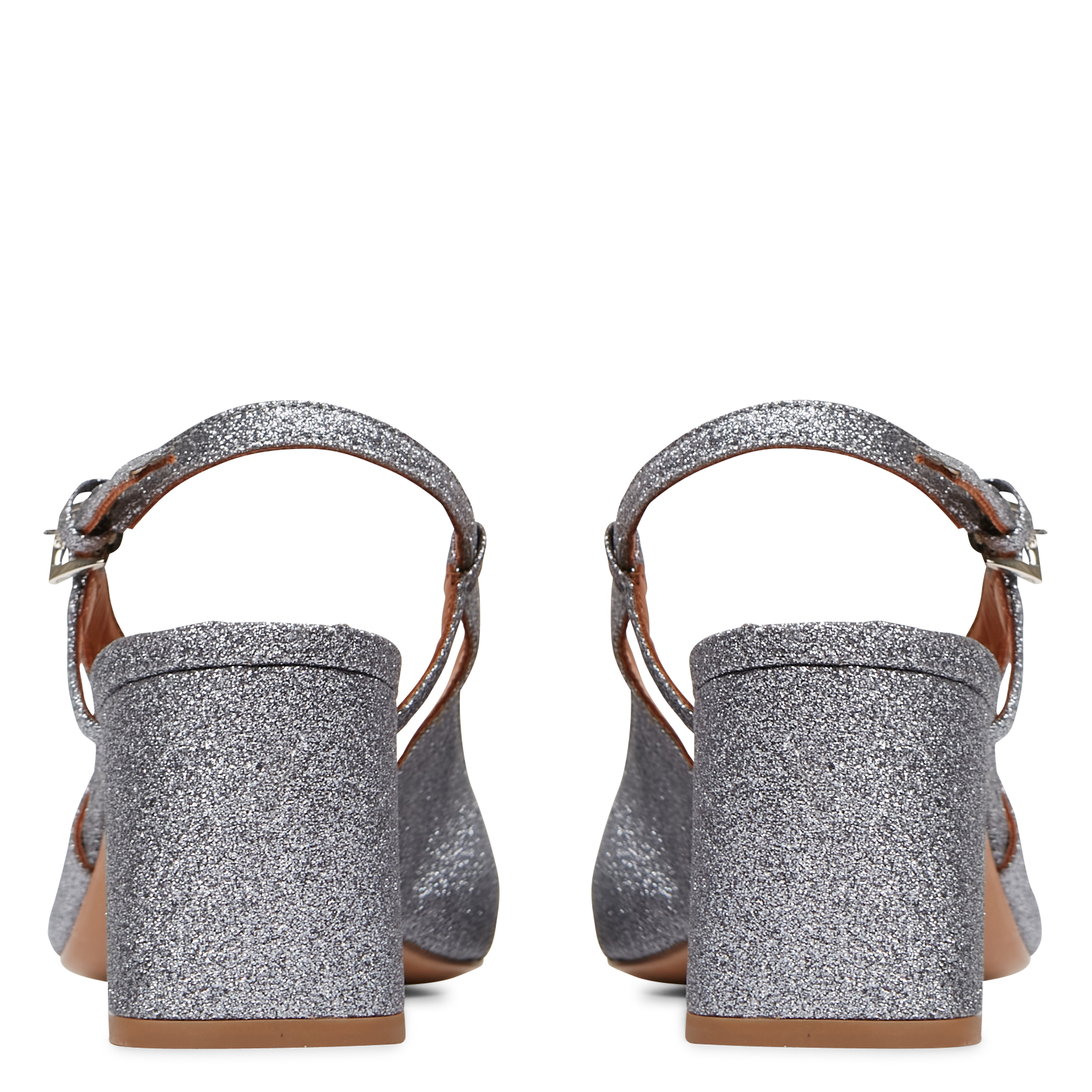 SLINGBACK 617 - Sandales à talon en cuir verni | Argent