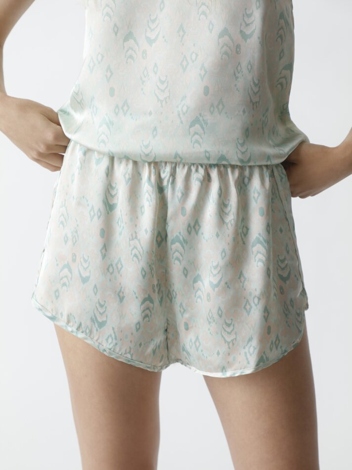 Shorts de pijama de cetim - Verde