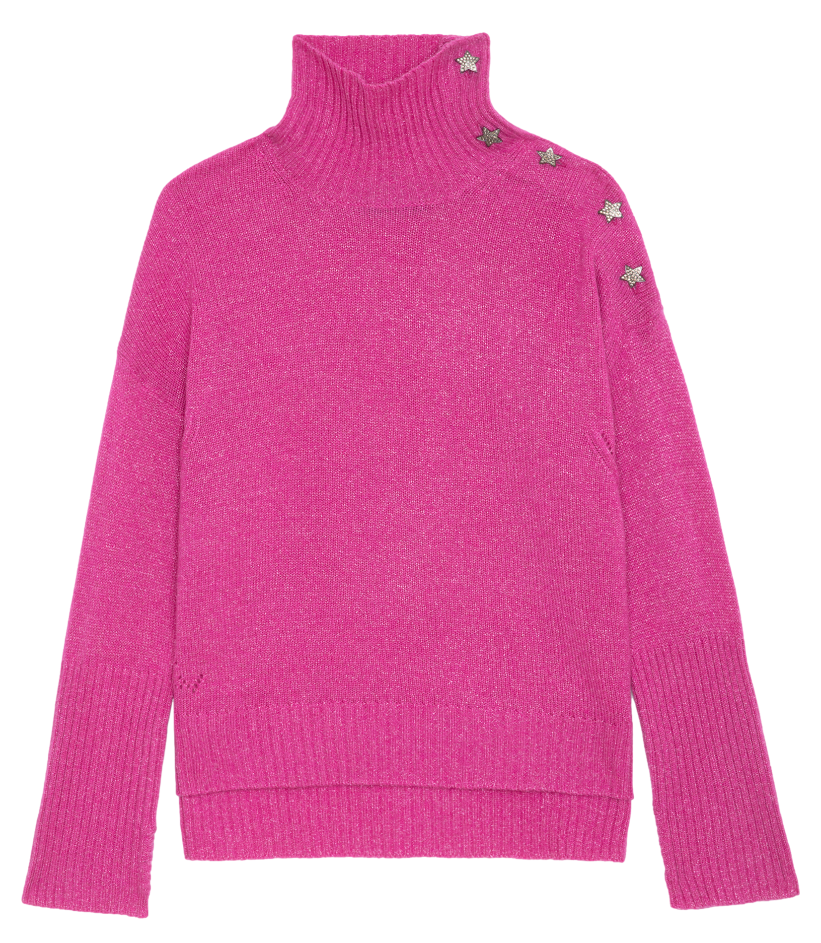 ALMA - Pull droit col montant en cachemire mélangé | Rose