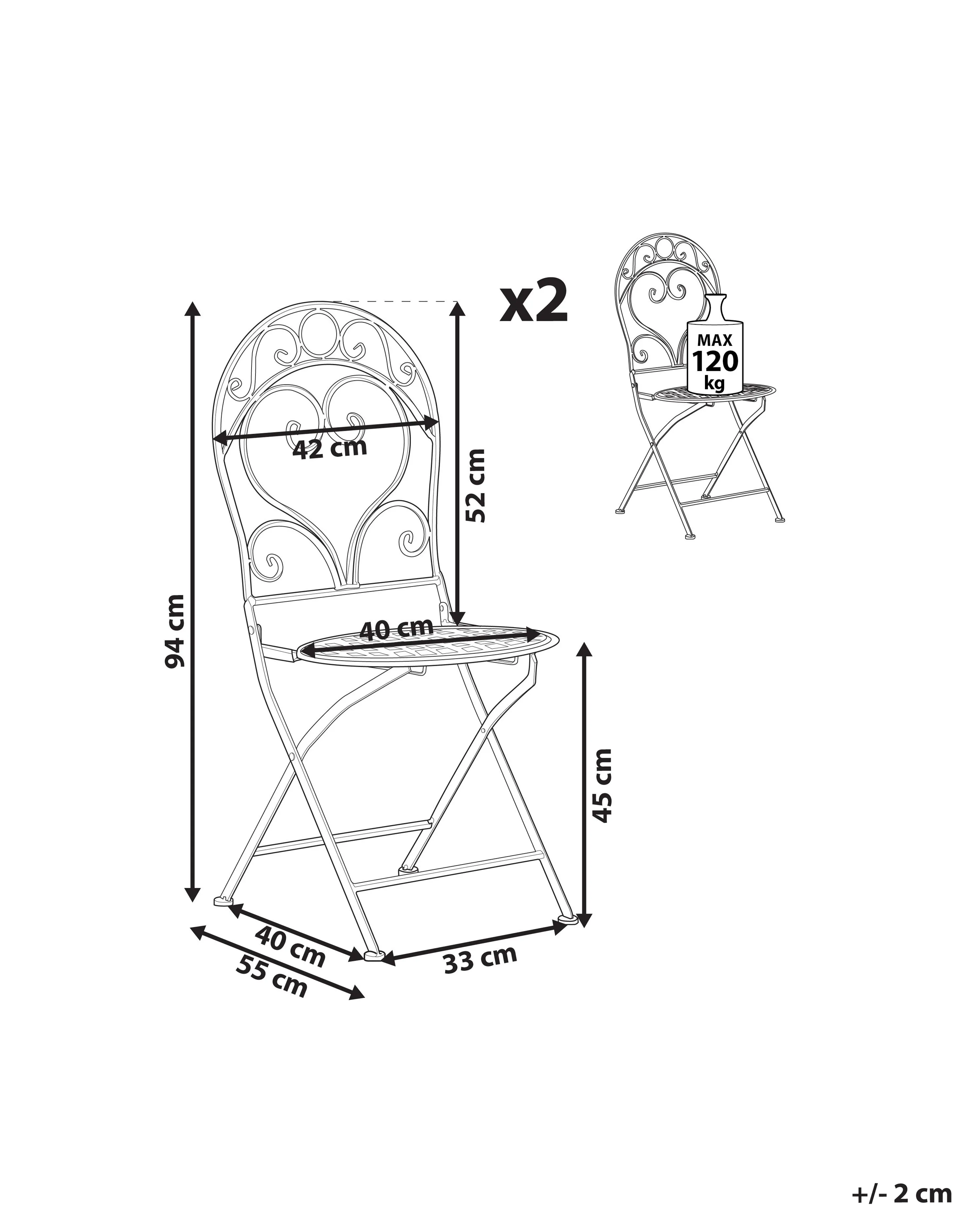 Set van 2 tuinstoelen ALBINIA Metaal Roze
