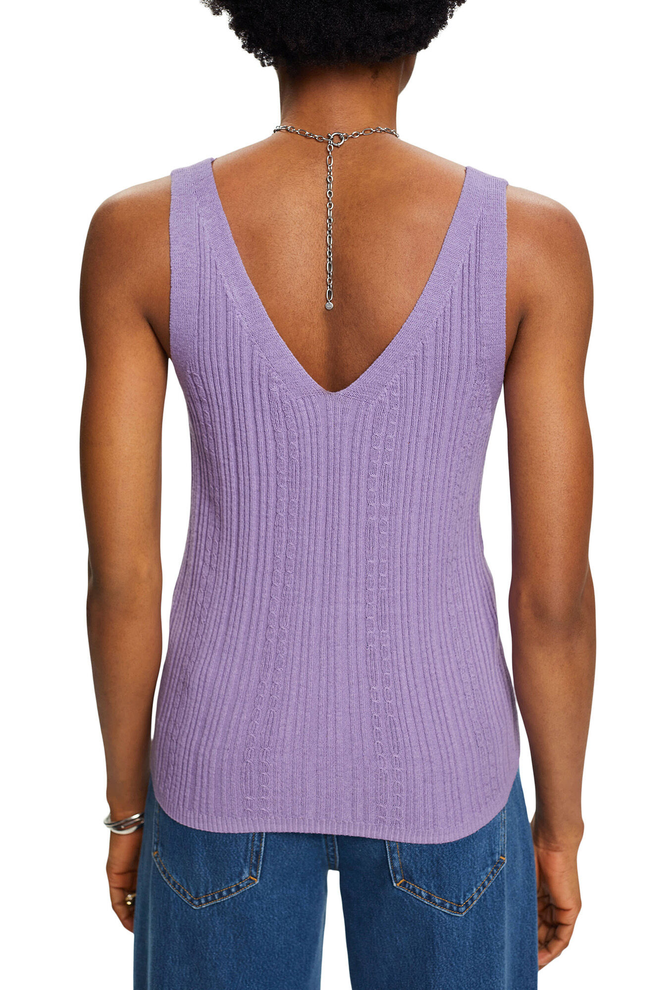 Blusa de malha fina com estampas em linho - Lilás