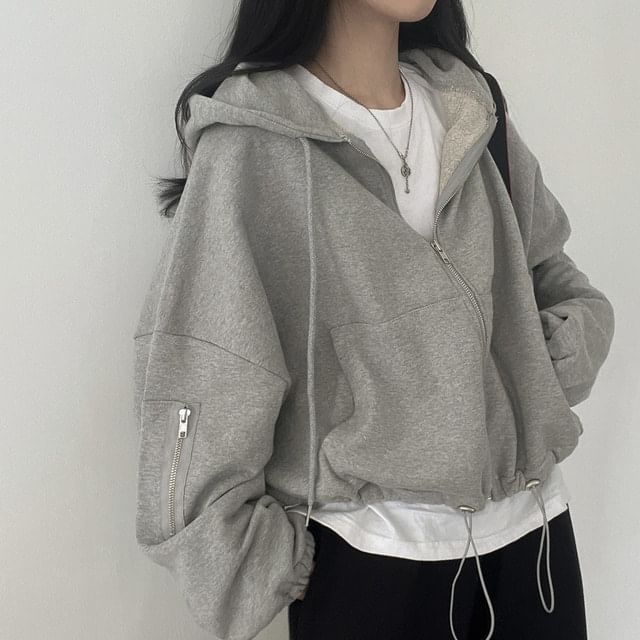 Essere - Effen hoodie met trekkoord en ritssluiting