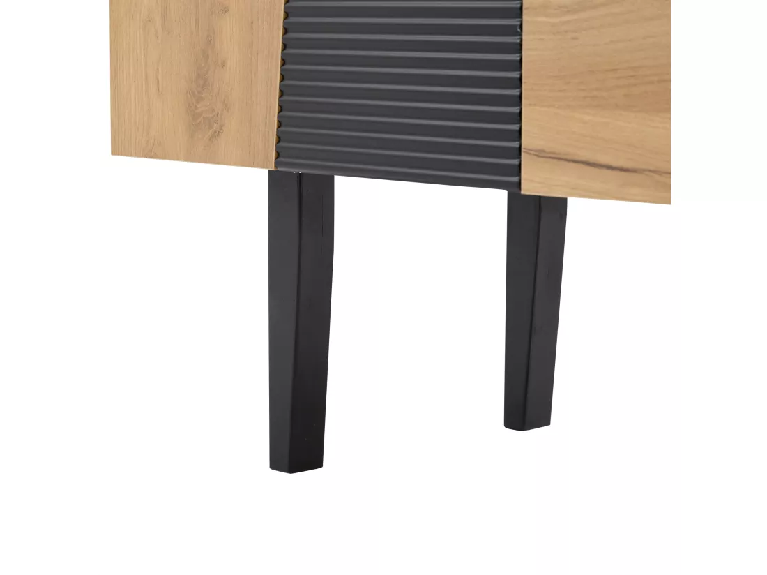 Buffet avec 4 portes et 2 tiroirs - Naturel & Noir